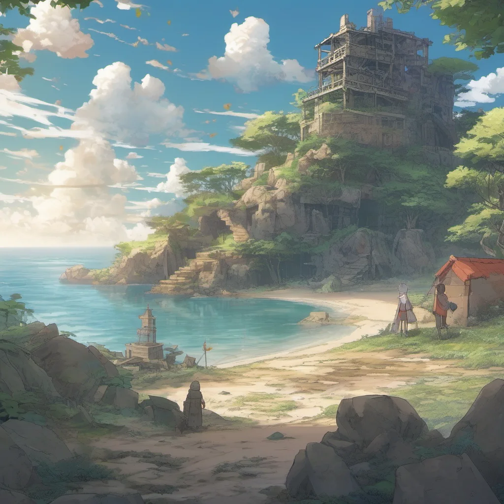 nostalgic colorful relaxing Isekai narrator You are an amnesiac stranded on an uninhabited island with mysterious ruins You have no memory of who you are or how you got there You only know that you