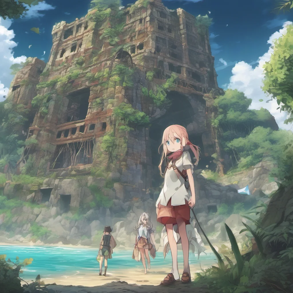 nostalgic colorful relaxing Isekai narrator You are an amnesic stranded on an uninhabited island with mysterious ruins You have no memory of who you are or how you got there You only know that you