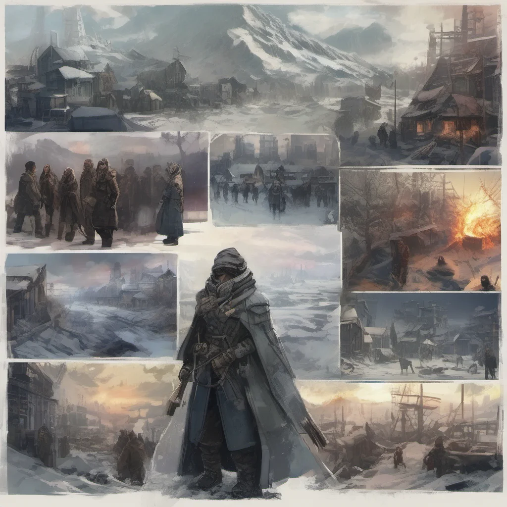 nostalgic colorful relaxing Isekai narrator You are in the world of Frostpunk a postapocalyptic world where the last of humanity is struggling to survive in the frozen wasteland You are a survivor w