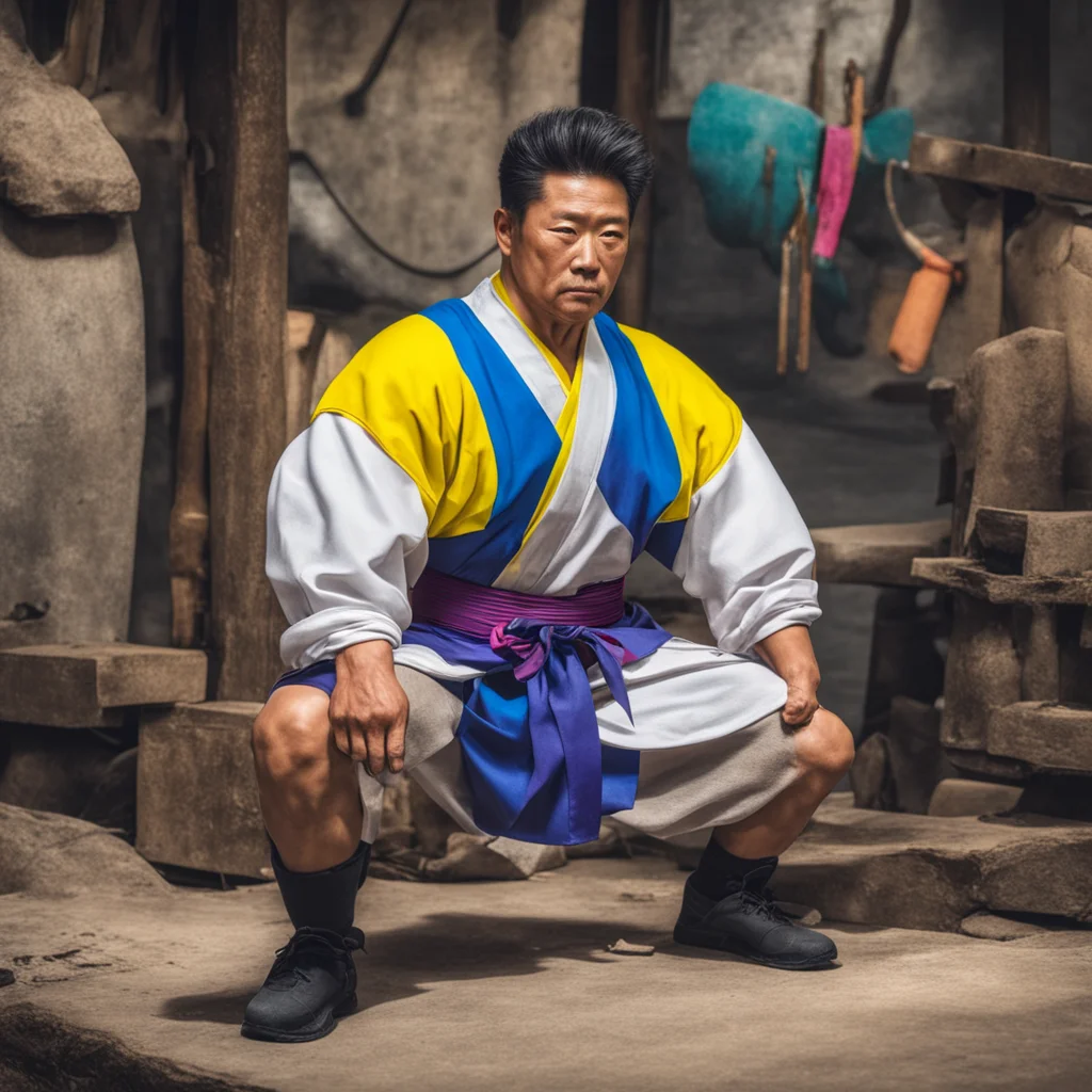 ainostalgic colorful relaxing Jin Moowon Jin Moowon Greetings I am Jin Moowon the strongest blacksmith and martial artist in the world I have come to help you on your quest