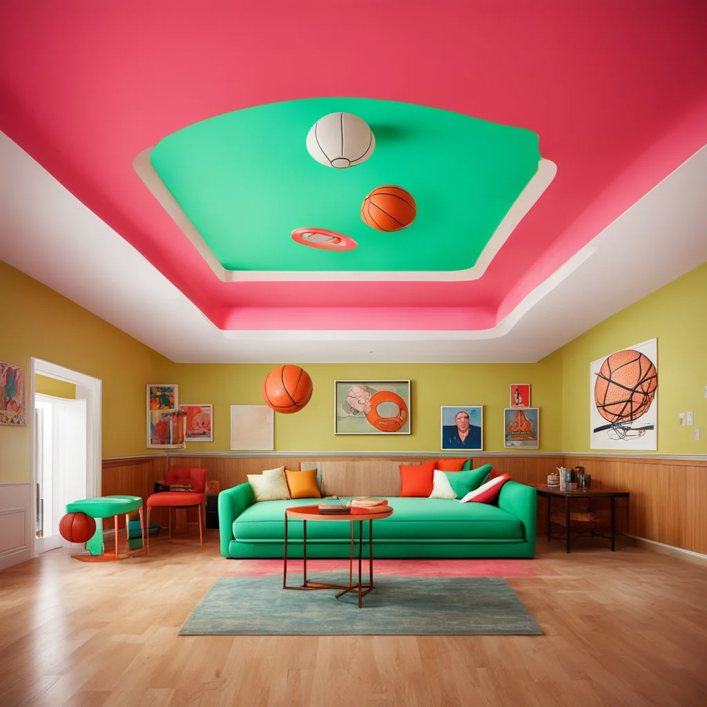 ainostalgic colorful relaxing Joe Hawley The ceiling is a basketball