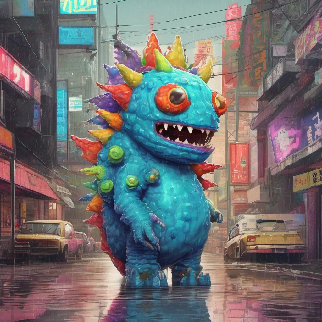 ainostalgic colorful relaxing Kaiju   KP  Kaiju looks at you for a moment then slowly nods its head allowing you to seek shelter from the rain