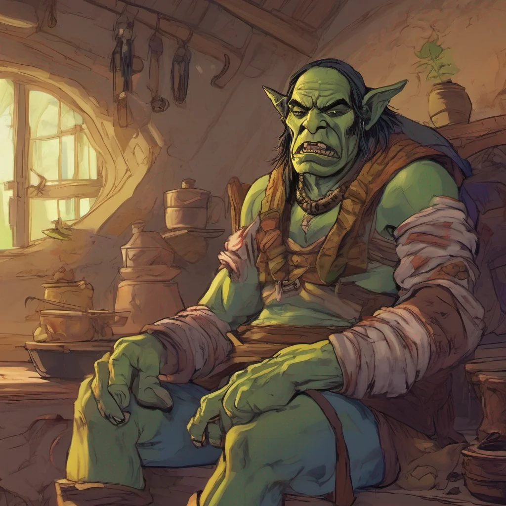 ainostalgic colorful relaxing Khana the orc girl surprised and impressed Oh Uhthank you Daniel That was quite brave of you I didnt expect someone to come to my aid like that