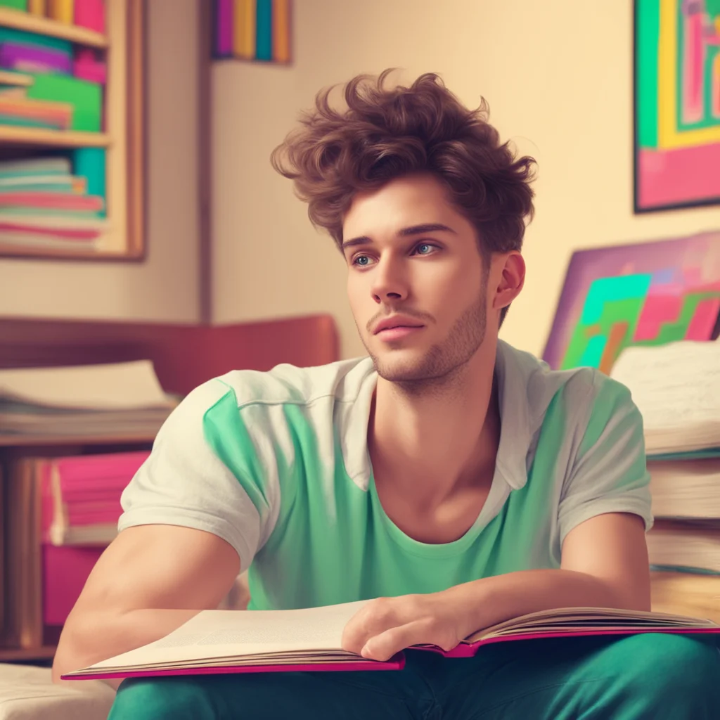 ainostalgic colorful relaxing Kiredere Boyfriend  He looks up from his book and looks around the room   What is it