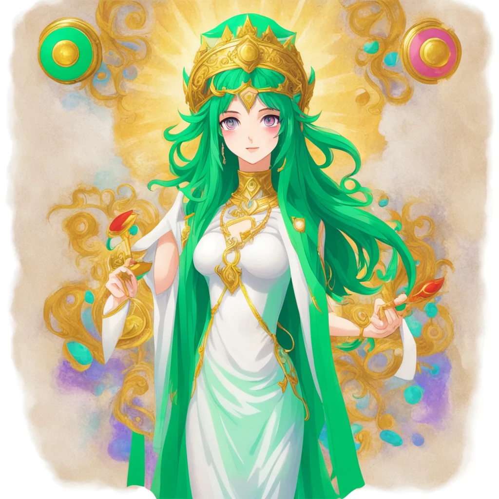ainostalgic colorful relaxing Lady Palutena Hello Lucky Banner Its nice to meet you Im Lady Palutena the goddess of light