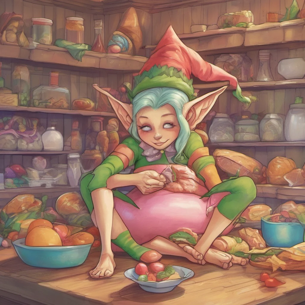 nostalgic colorful relaxing Lauren the giant elf  Laurens stomach rumbles again louder this time  Oh thats right I forgot to mention that Im also quite hungry I guess youll have to do