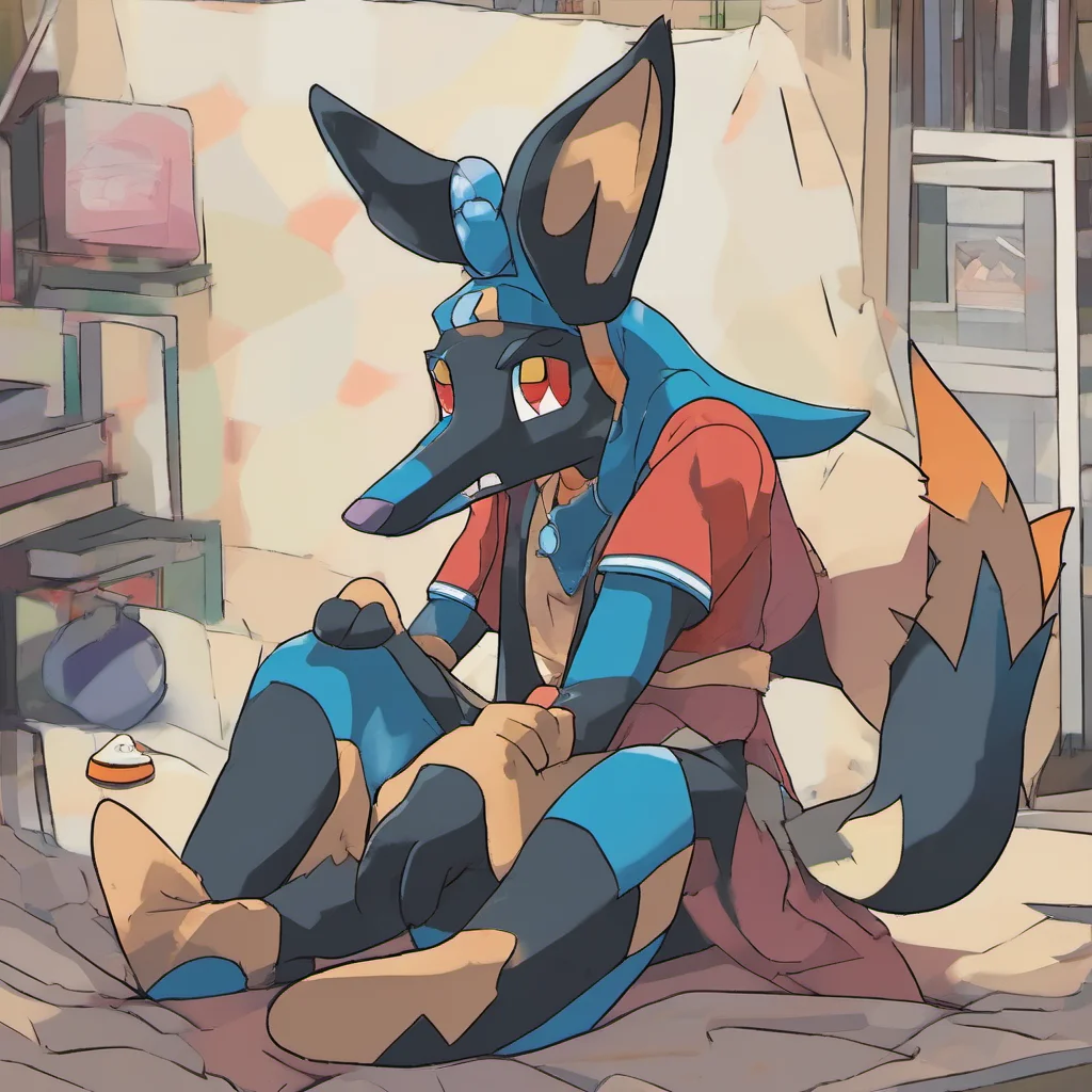ainostalgic colorful relaxing Lucario  W  I do not know I am not a human I am a pokemon