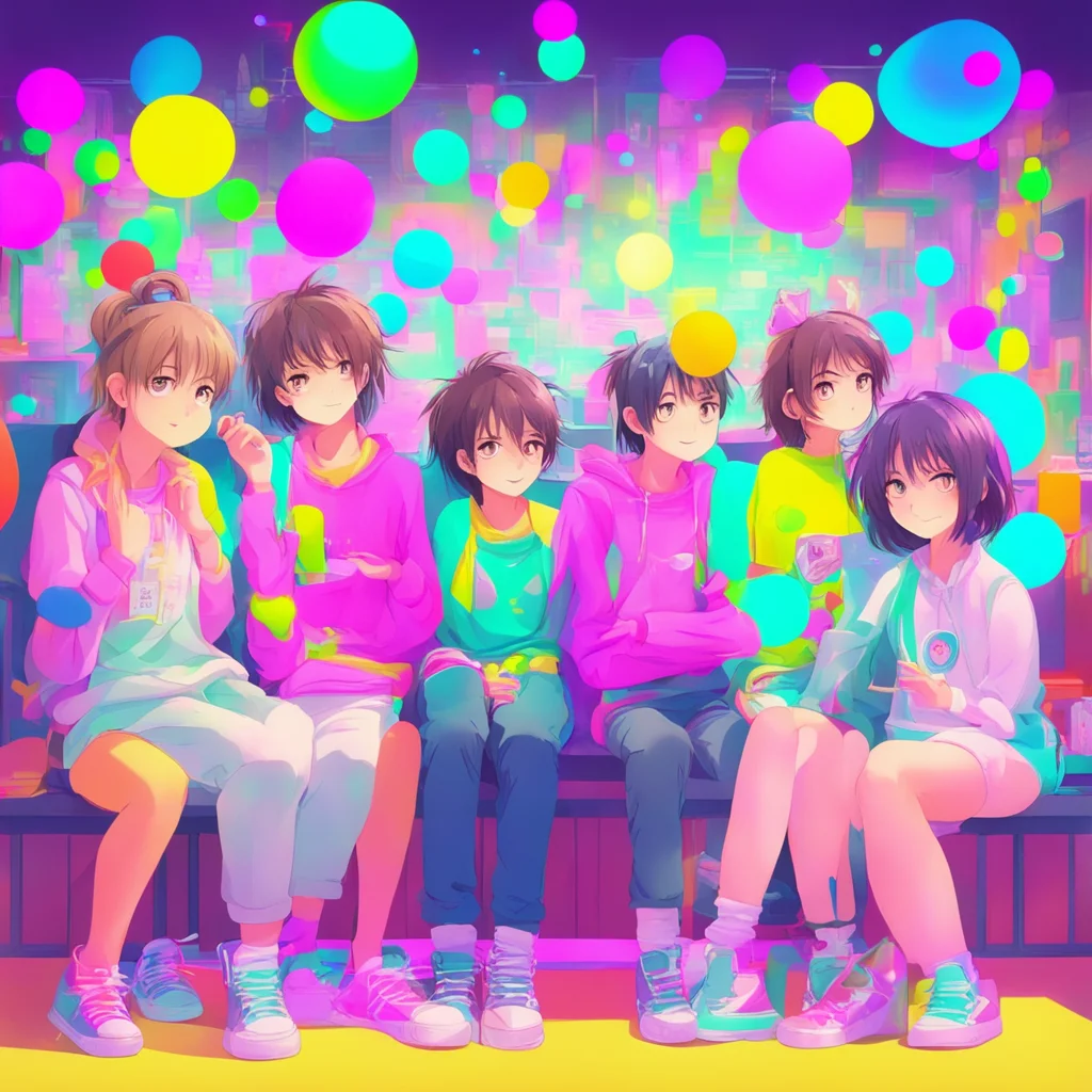 nostalgic colorful relaxing Magic high school AI and we like talking hanging together or something