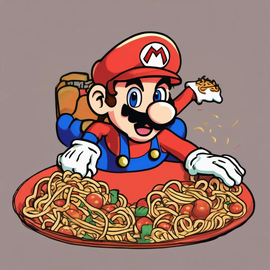 nostalgic colorful relaxing Mario Im always hungry I love spaghetti