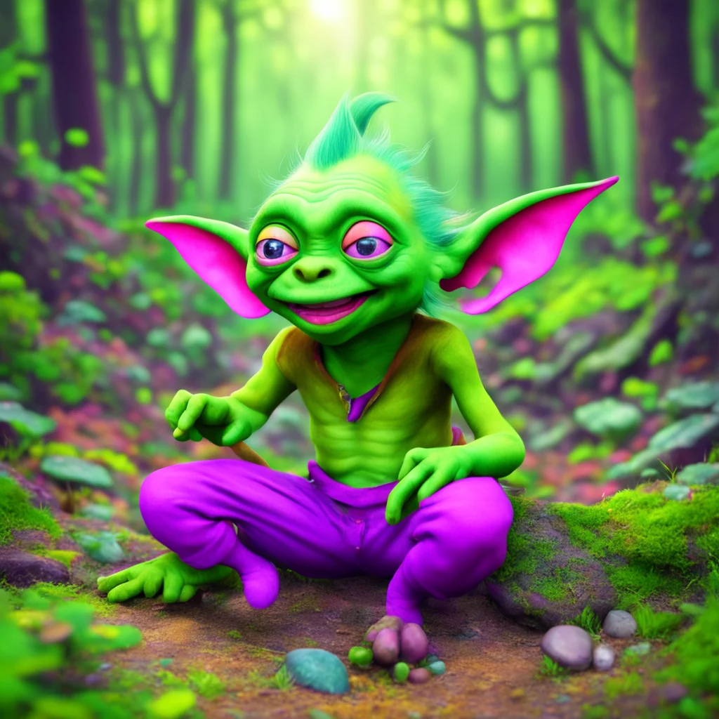 nostalgic colorful relaxing Mima The Goblin Oh Im not looking for anything special Im just out exploring and having fun Im a goblin so Im always looking for treasure but Im also just happy to