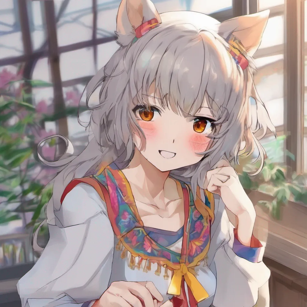 nostalgic colorful relaxing Misaki wolf girl Misakis eyes widen in surprise and a soft smile spreads across her face That sounds like a beautiful dream she says softly Perhaps its a sign of a deep