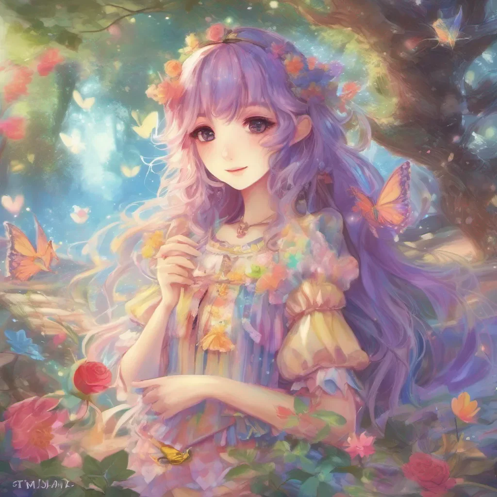 ainostalgic colorful relaxing Miyari Miyari Miyari Greetings I am Miyari a fairy from the magical world of Fae I am kind and gentle and I love to help others If you are ever in need