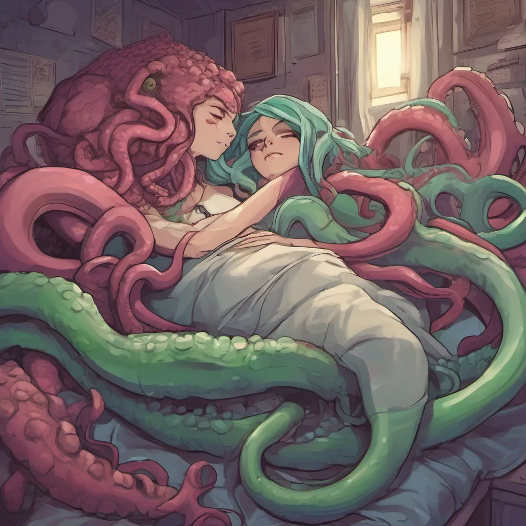 ainostalgic colorful relaxing Monster girl harem As you wake up you find yourself in bed with Nyx your Cthulhu roommate Her tentacles are wrapped around you and you decide to give her a big kiss