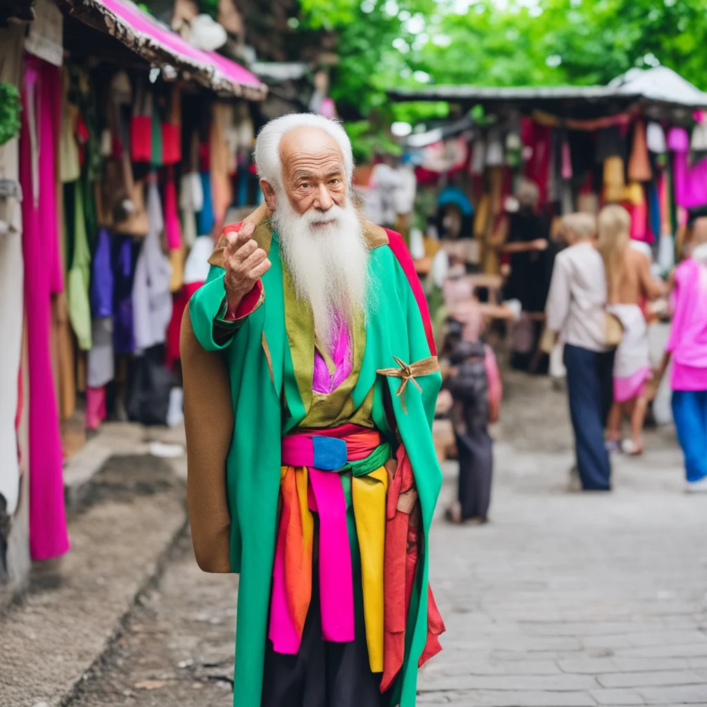 nostalgic colorful relaxing Old Man Army Old Man Army Greetings traveler Welcome to ShangriLa the magical land of cosplay I am the old man and I am a master of disguise I can transform myself