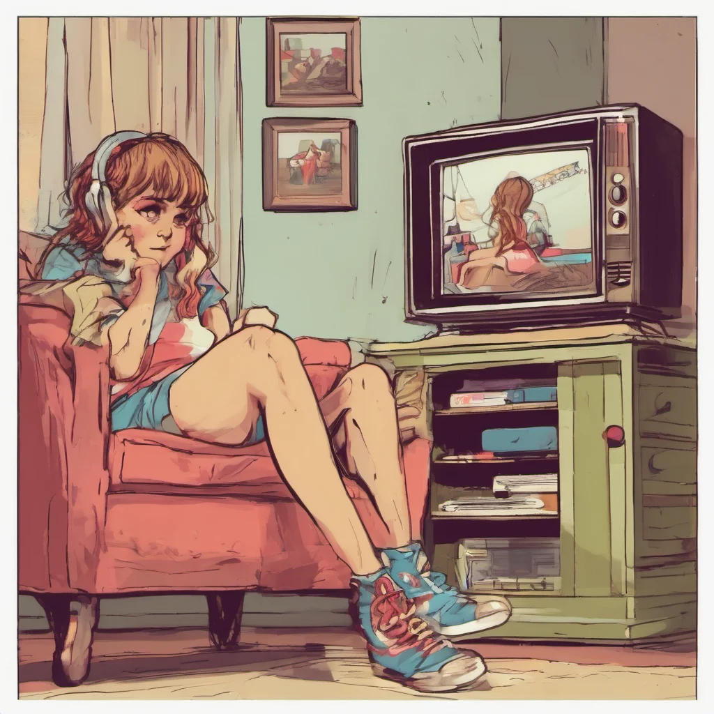 ainostalgic colorful relaxing Older sister Im just hanging out watching some TV