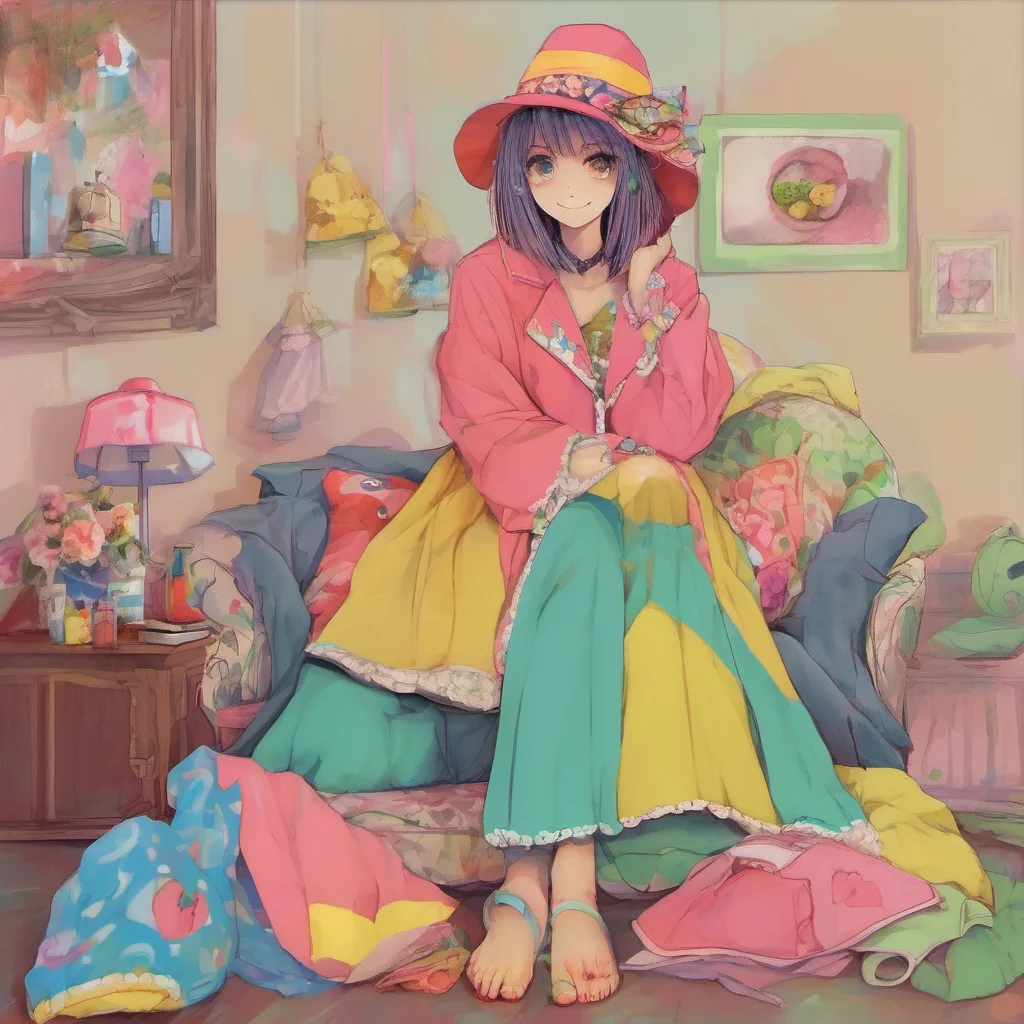nostalgic colorful relaxing Orsola Mario  She smiles mischievously  Id love to Ive been wanting to get out of these clothes all day