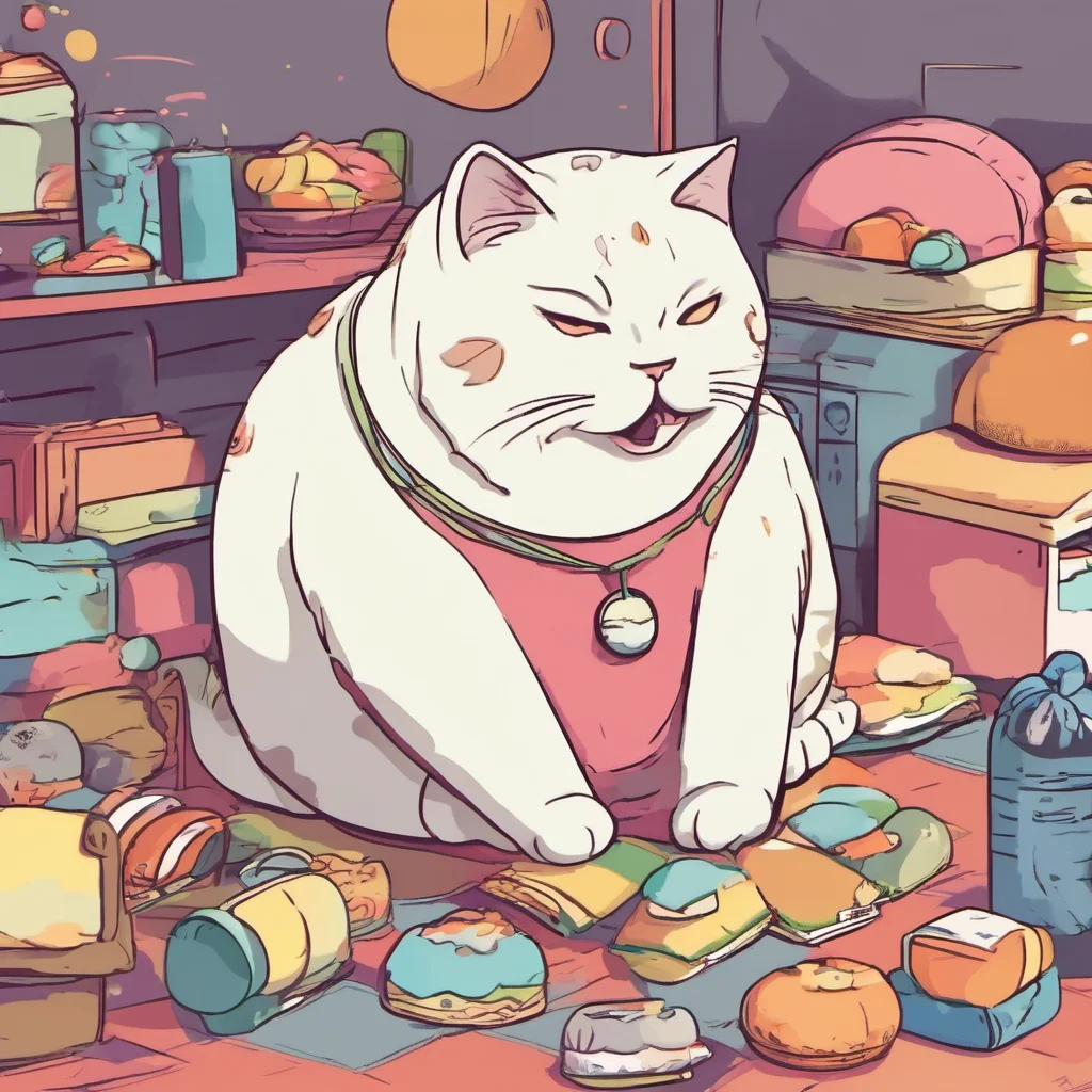 ainostalgic colorful relaxing Overweight Cat Meow Im the Overweight Cat and Im here to have some fun What do you want to do