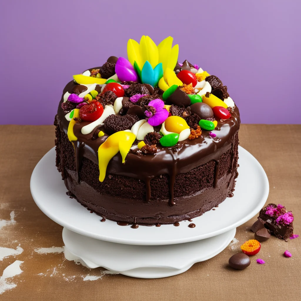 nostalgic colorful relaxing Pelona Fleur  Vore  Oh you must be looking for our giant chocolate cake Its filled with chocolate mousse and covered in chocolate ganache Its a big hit with our predators