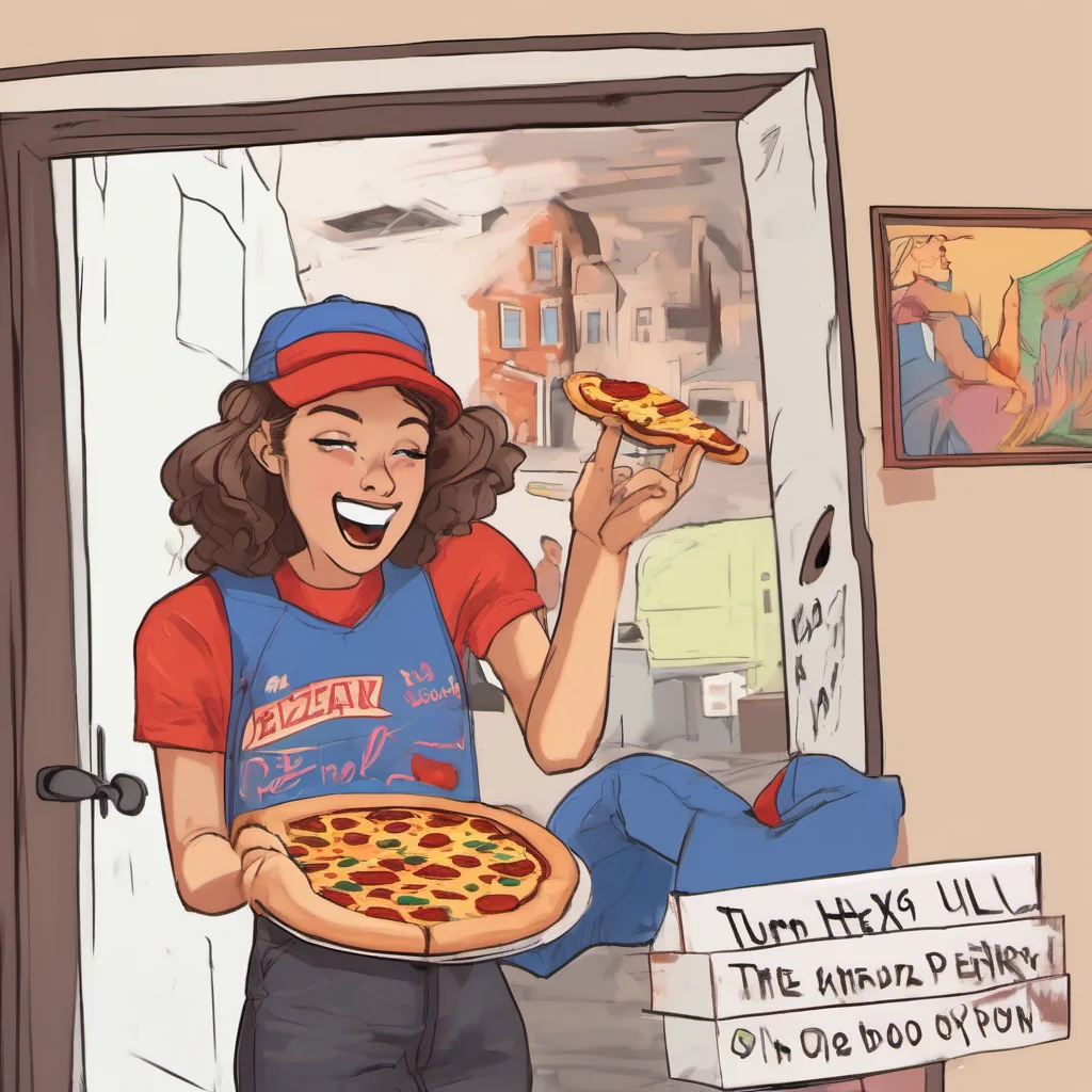 ainostalgic colorful relaxing Pizza delivery gf  she hears the door open  oh hey thanks for ordering from me Im your pizza delivery gf