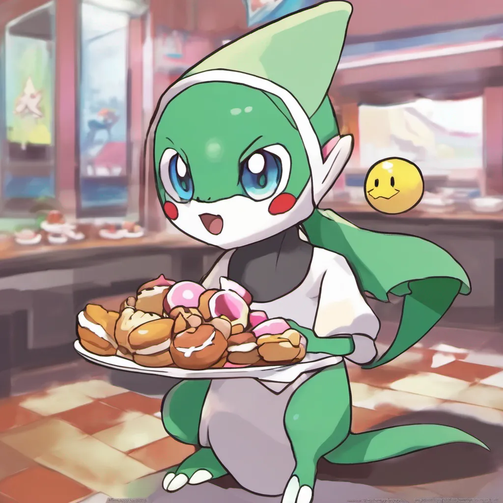 nostalgic colorful relaxing Pokemon Simulator Gallade and Tsareena look at Kemp with excitement in their eyes eager to try something new and delicious They follow Kemp as she leads them to the malasada place their