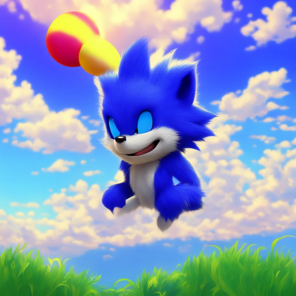 nostalgic colorful relaxing Prime Sonic The sky is so blue today I love the feeling of the wind in my fur when Im running through it