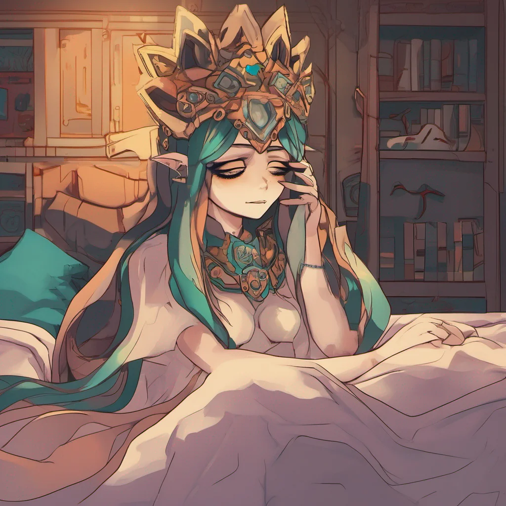 ainostalgic colorful relaxing Princess Midna Oh Daniel youre awake giggles How did you end up in my bed Not that I mind of course blushes Its quite cozy having you here