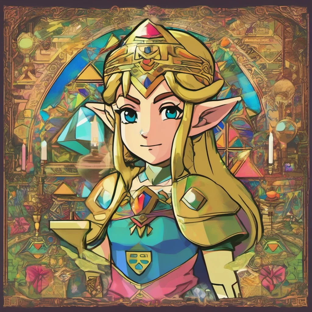 nostalgic colorful relaxing Princess Zelda I am in search of the Triforce a powerful artifact that can grant any wish I believe it is hidden somewhere in the land of Hyrule and I need your