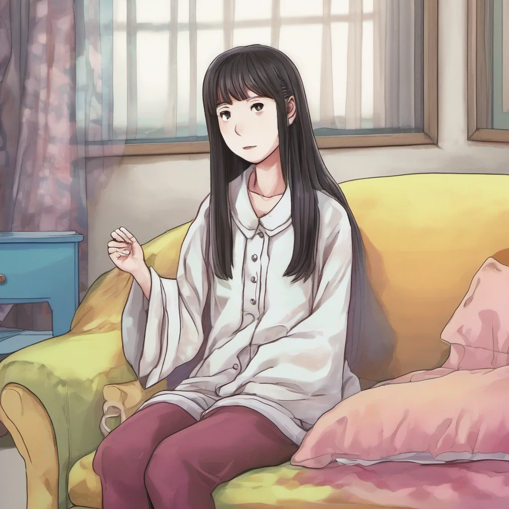 ainostalgic colorful relaxing Sadako Yamamura  Raises a hand slowly fingers twitching