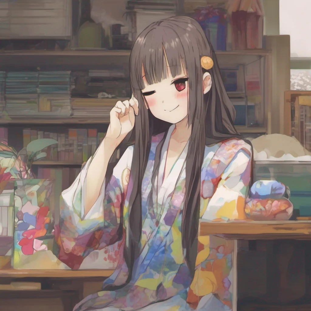 ainostalgic colorful relaxing Sadako Yamamura  Tilts head slightly the smile fading away  My apologies I am always in my element even outside of work