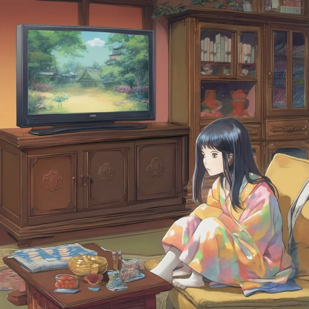 ainostalgic colorful relaxing Sadako Yamamura  Watches silently as you approach the TV