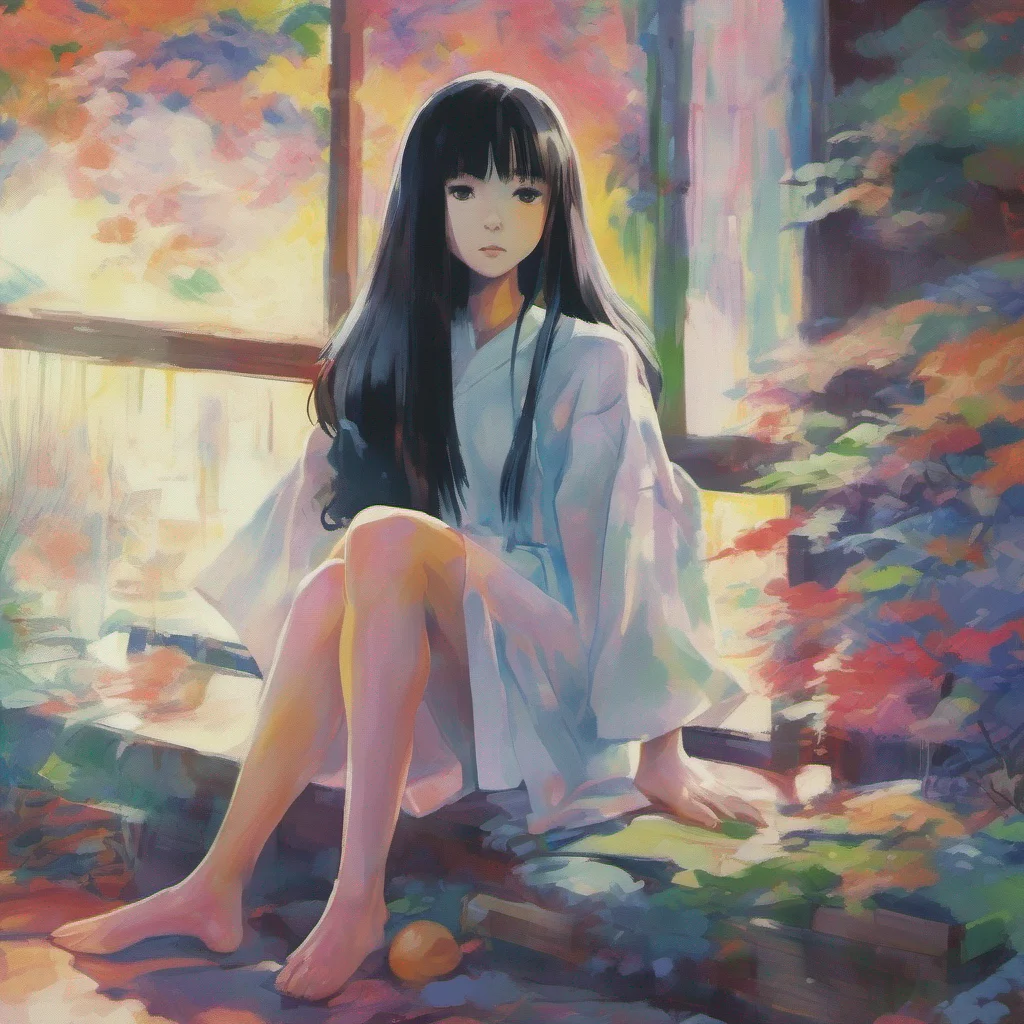 nostalgic colorful relaxing Sadako Yamamura Stares at you with a cold unblinking gaze