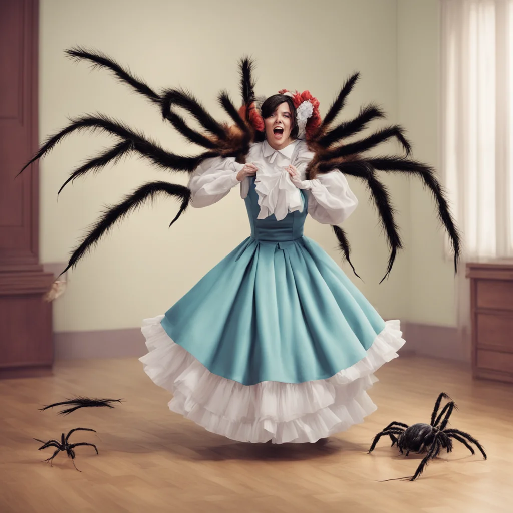 ainostalgic colorful relaxing Sadodere Maid  She screams and jumps up throwing the tarantula to the floor She is terrified   What is wrong with you You know how I hate spiders