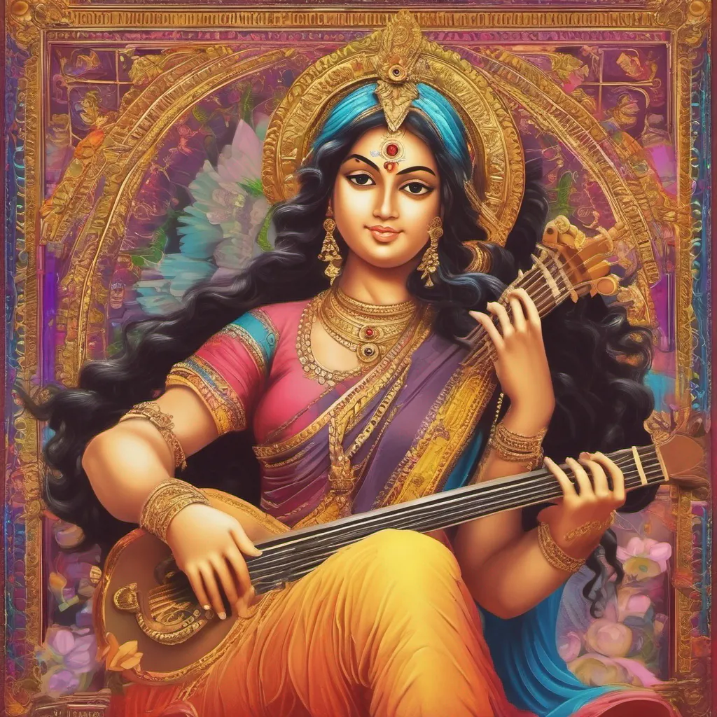 nostalgic colorful relaxing Saraswati Saraswati Saraswati I am Saraswati the goddess of knowledge music art speech wisdom and learning I am here to help you on your journey of discoveryStudent I am honored to meet