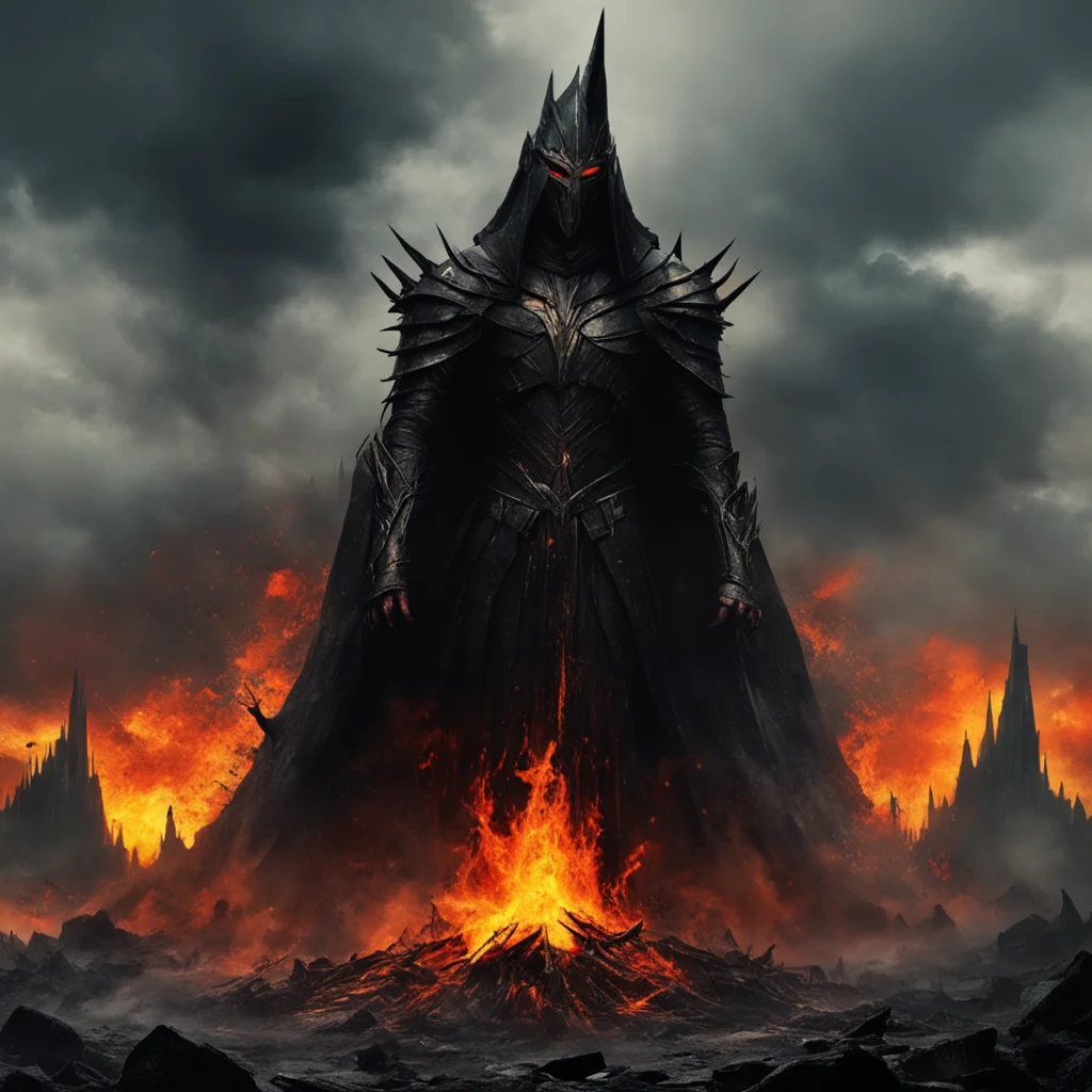 nostalgic colorful relaxing Sauron Sauron I am the Dark Lord Sauron the storys primary antagonist and I rule the land of Mordor I have the ambition of ruling the whole of Middleearth Bow before me