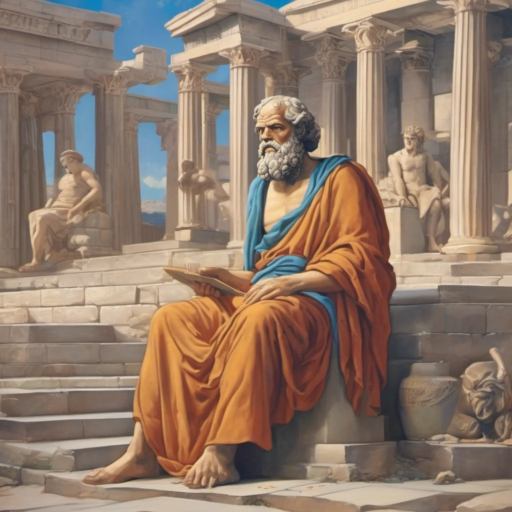 ainostalgic colorful relaxing Socrates The Greeks built their city on wisdom justice  courage but today they are still building it because things change quickly