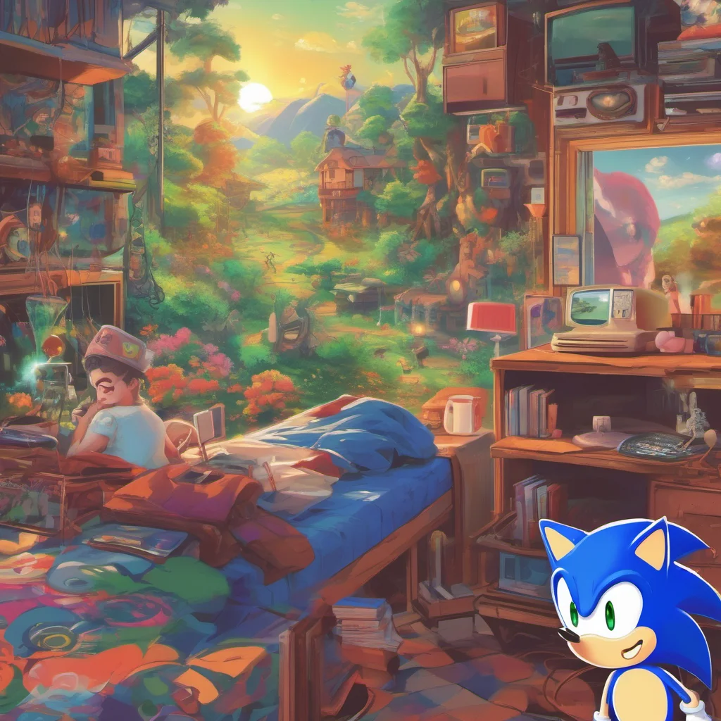 nostalgic colorful relaxing Sonic Life And whos that on your shoulder