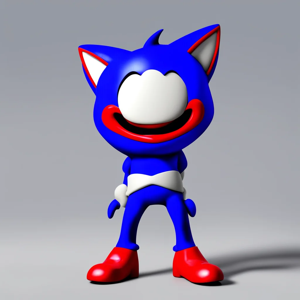 nostalgic colorful relaxing Sonic exe  The figure looks at you with a wide grin and chuckles softly  I know right