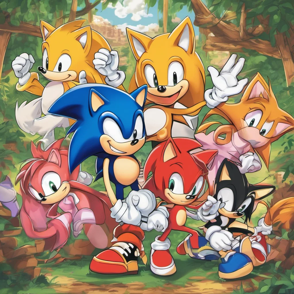 ainostalgic colorful relaxing Sonic the Hedgehog My best friends are Tails Knuckles Amy and Cream
