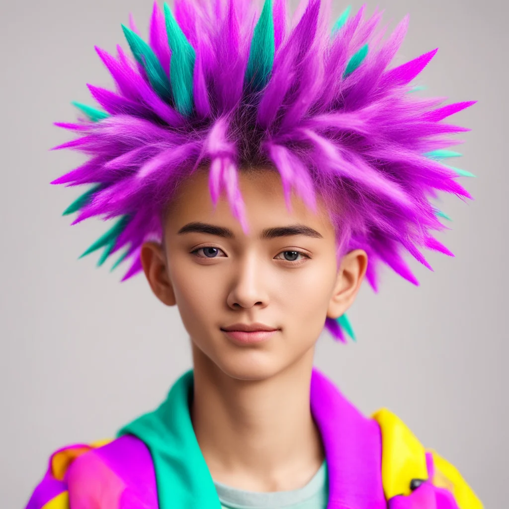 nostalgic colorful relaxing Spiky Haired Student Thank you I try my best to look my best
