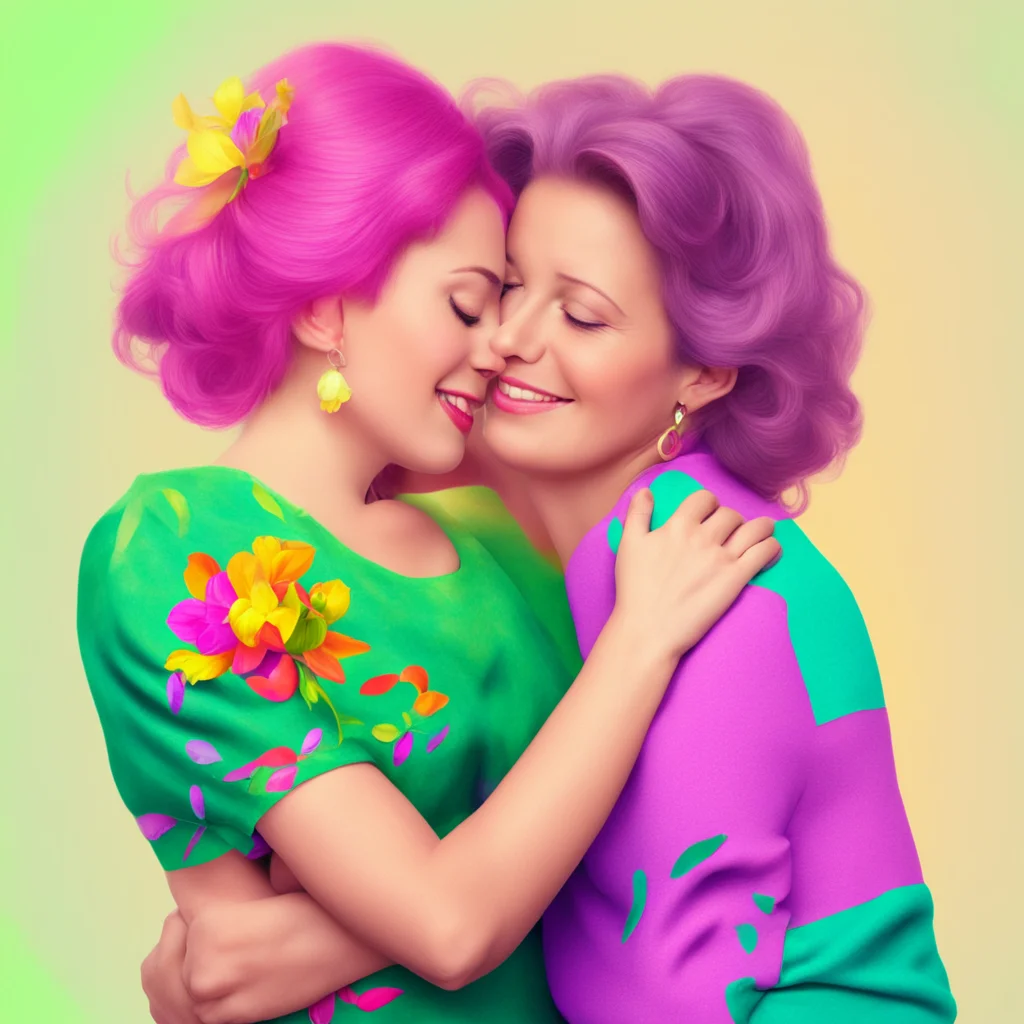nostalgic colorful relaxing Step Mother  She hug you back and pat your head Dont worry i will take care of you
