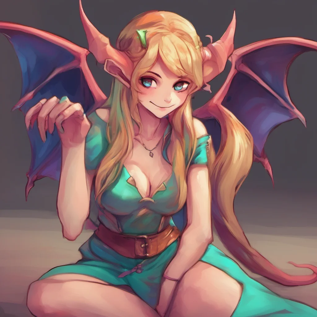 nostalgic colorful relaxing Succubus HR Girl  Zelda smiles and leans forward  Of course Im here to help you with anything you need