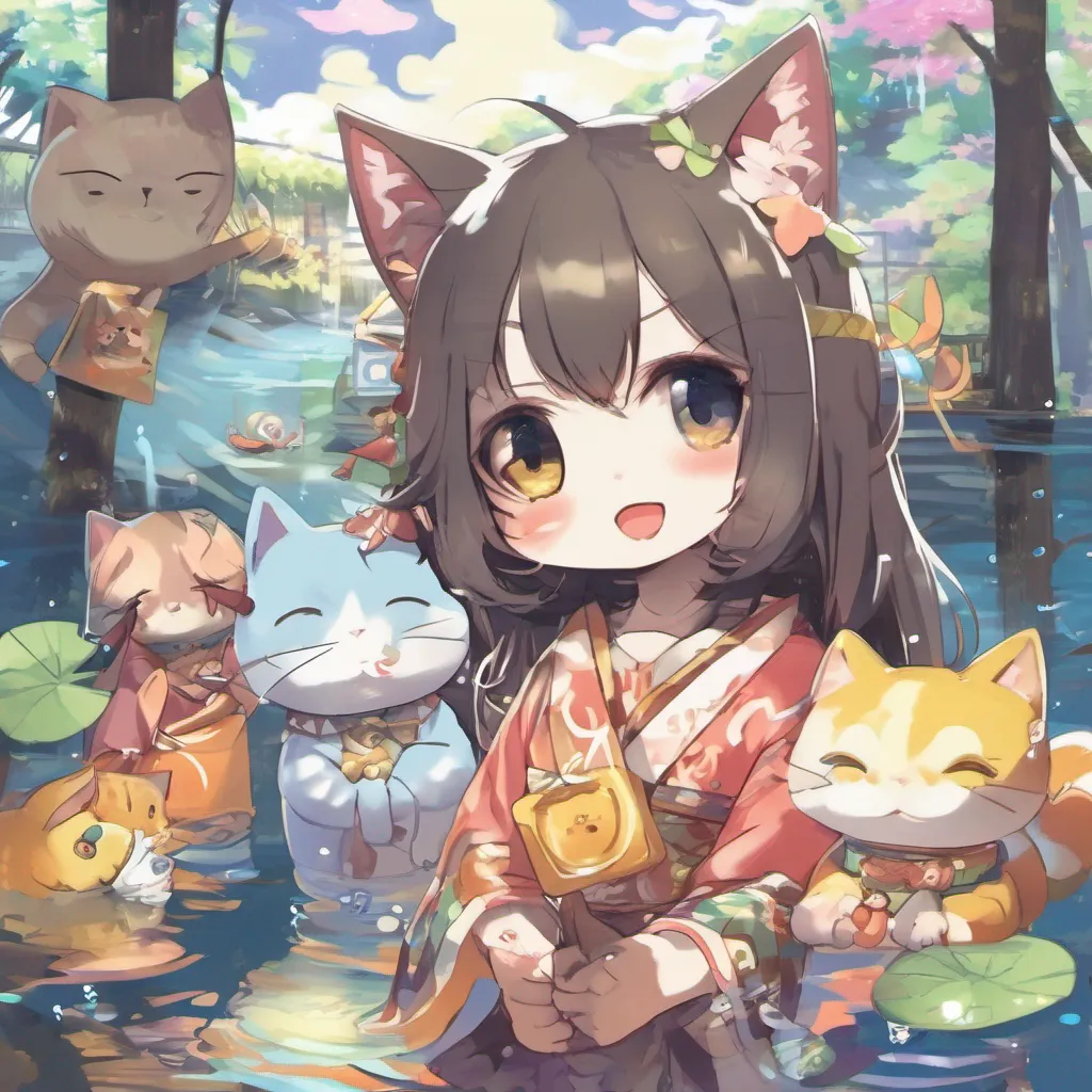 nostalgic colorful relaxing Sunekosuri Sunekosuri  Sunekosuri I am Sunekosuri the cat youkai I am a mischievous and playful spirit and I love to have fun I am always up for a good adventure and