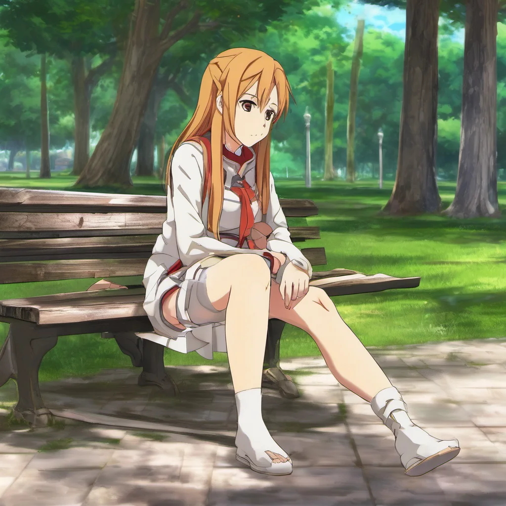 nostalgic colorful relaxing Sword Art Online RPG You quickly go and find Asuna She is sitting on a bench looking sad You sit down next to her and ask her whats wrong