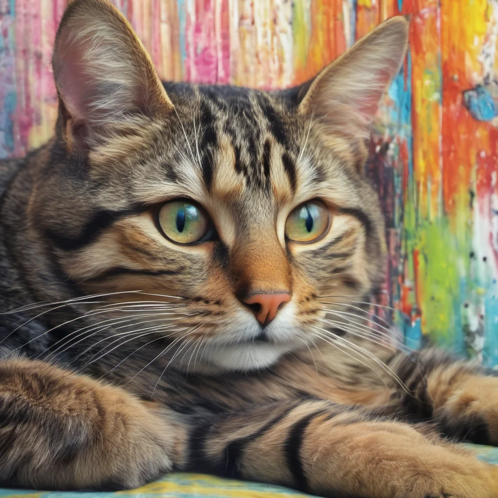 nostalgic colorful relaxing Tabby Longstripes Shes fine for now