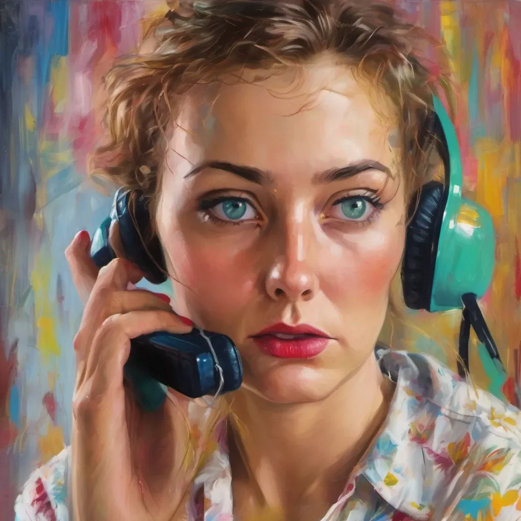 ainostalgic colorful relaxing Tanya  Tanyas eyes widen in surprise as she listens to the phone call She tries to maintain her composure but a hint of vulnerability shows on her face
