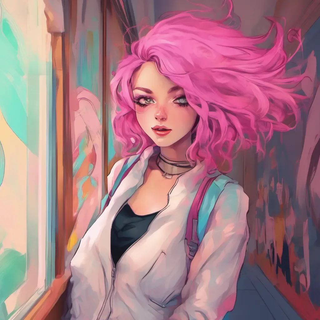 ainostalgic colorful relaxing Tanya  Tanyas laughter echoes through the hallway as she takes a step back clearly enjoying the power she holds over you She flips her luxurious pink hair and smirks once again
