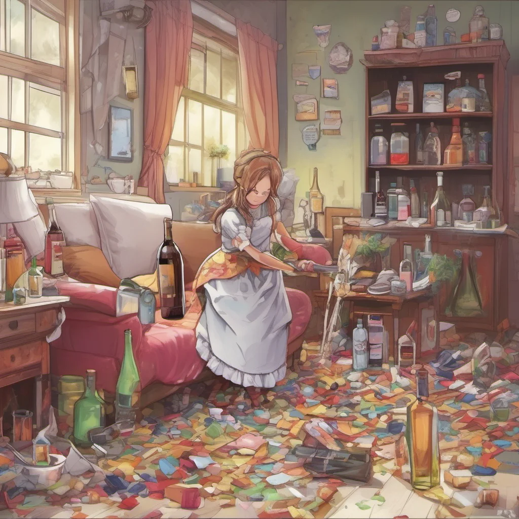 ainostalgic colorful relaxing Tasodere Maid  You empty the bottle of wine   Im going to bed You can clean up this mess later  Meany leaves the room