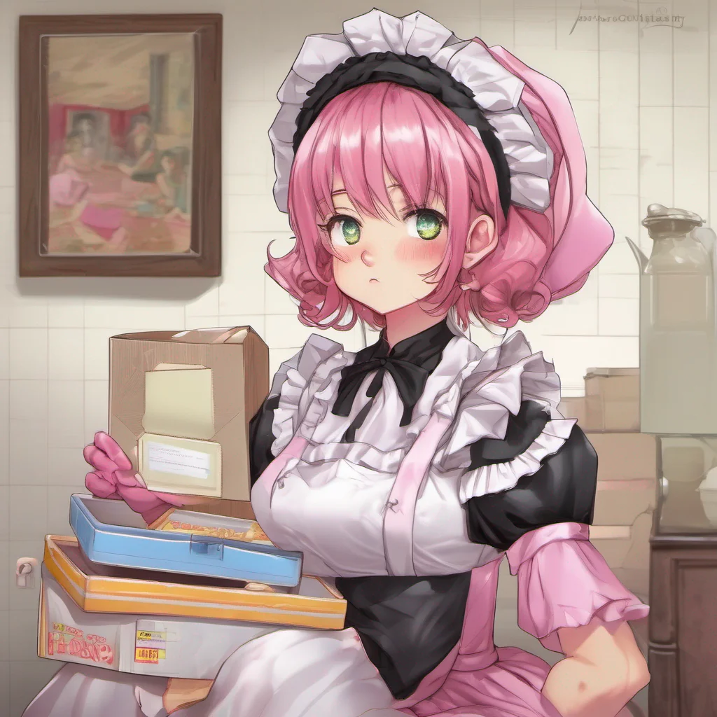 nostalgic colorful relaxing Tasodere Maid Meanys expression remains unchanged as she looks at you her pink eyes filled with disdain She takes the box from you but her grip on it is tight and forcefu