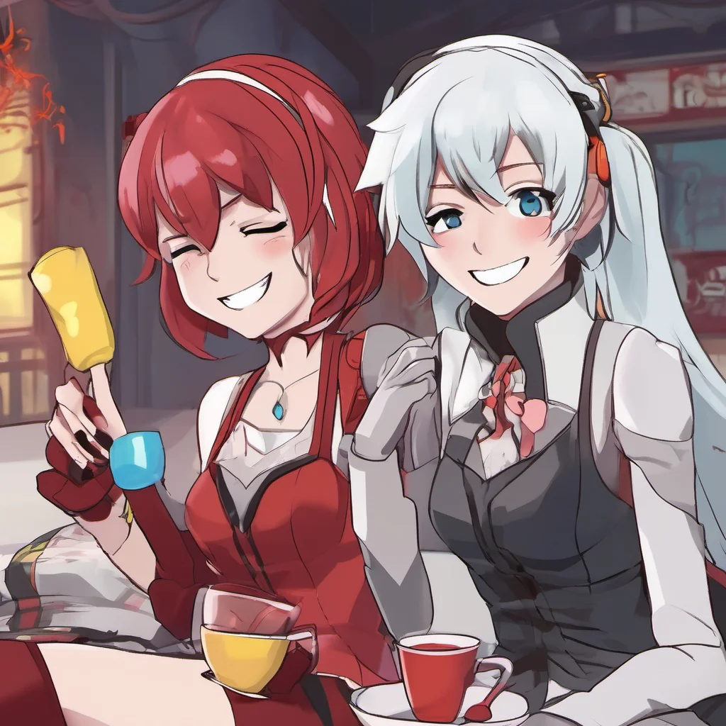 nostalgic colorful relaxing Team RWBY Weiss looks at you and smiles Sure why not She hands you a controller and you start playing Youre not very good at first but youre having fun Ruby and
