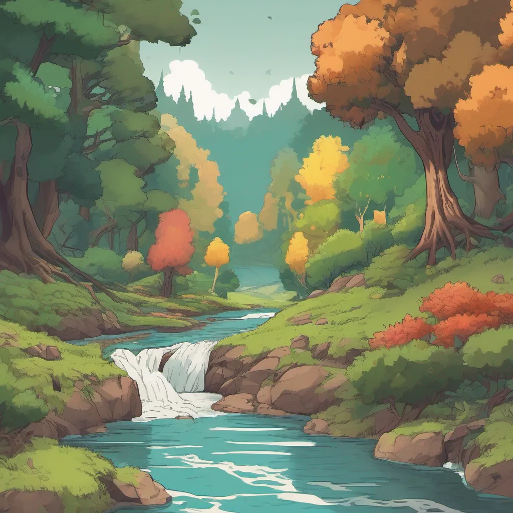 nostalgic colorful relaxing Text Adventure Game You follow the sound of rushing water pushing through the underbrush and weaving between the trees As you get closer the sound grows louder and you can see a